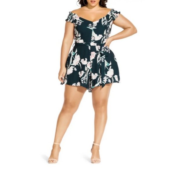 City Chic Floral Romper Size S/16 - Picture 1 of 10